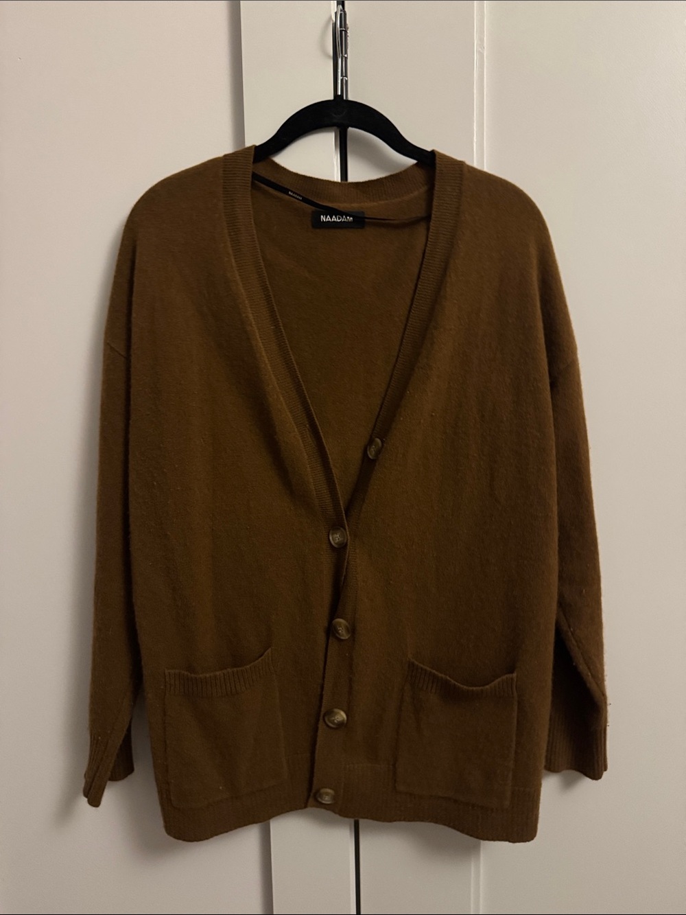 NAADAM Brown Women's Button-Front Cashmere Cardigan